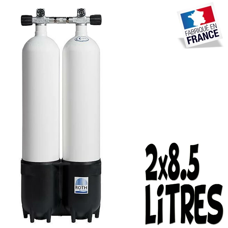 Bi-Bouteille De Plongée 2 X 8.5 Litres 230 Bars (Ø140mm) - Roth 1 Bi-Bouteille De Plongée 2 X 8.5 Litres 230 Bars (Ø140mm) - Roth