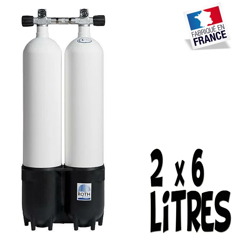 Bi-Bouteille De Plongée 2 X 6 Litres 230 Bars (Ø140mm) - Roth 1 Bi-Bouteille De Plongée 2 X 6 Litres 230 Bars (Ø140mm) - Roth