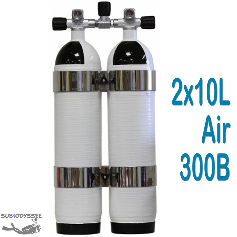 Bi Bouteille Carbone 10 Litres 300 Bars + 2 Cerclages Inox OMS - CarbonDive 1 Bi Bouteille Carbone 10 Litres 300 Bars + 2 Cerclages Inox OMS - CarbonDive