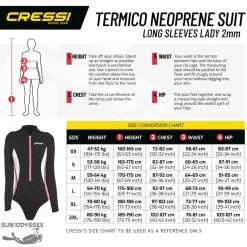 TERMICO Manches Longues Maillot Bain Femme Néoprène 2mm - Cressi -Pro Dive Soldes termico manches longues maillot bain femme neoprene 2mm cressi 6